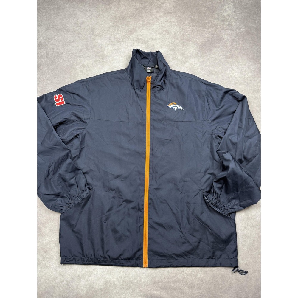 Denver Broncos Jacket Mens Large NFL Football Pullover Reebok Blue Orange‎ SI